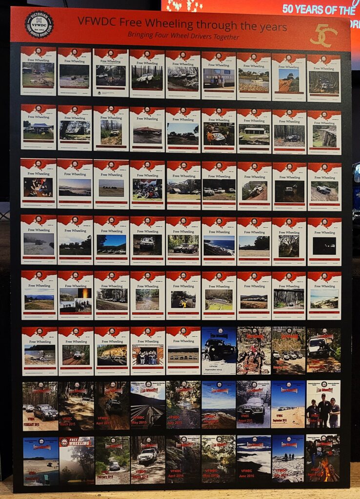 VFWDC Free Wheeling Throughout the Years - poster showing covers of previous issues